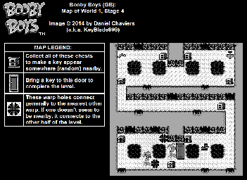Thumbnail for a map of World 1 Stage 4 for the Game Boy game Booby Boys.