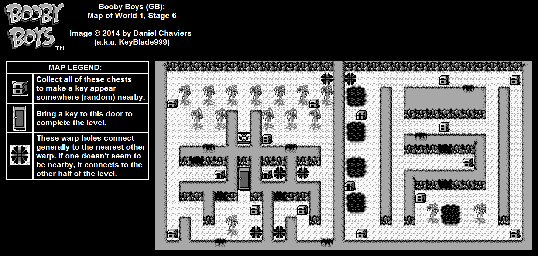 Thumbnail for a map of World 1 Stage 6 for the Game Boy game Booby Boys.