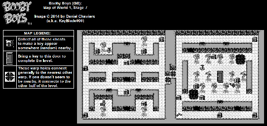 Thumbnail for a map of World 1 Stage 7 for the Game Boy game Booby Boys.