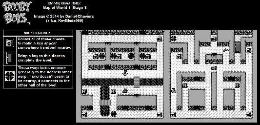 Thumbnail for a map of World 1 Stage 8 for the Game Boy game Booby Boys.