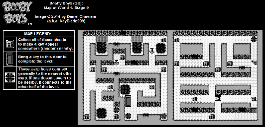 Thumbnail for a map of World 1 Stage 9 for the Game Boy game Booby Boys.