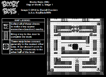 Thumbnail for a map of World 2 Stage 1 for the Game Boy game Booby Boys.
