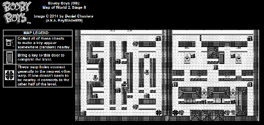 Thumbnail for a map of World 2 Stage 8 for the Game Boy game Booby Boys.
