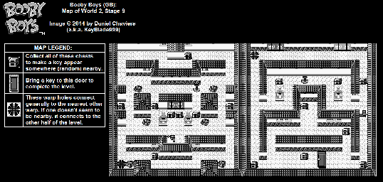 Thumbnail for a map of World 2 Stage 9 for the Game Boy game Booby Boys.
