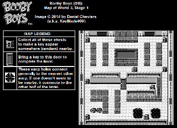 Thumbnail for a map of World 3 Stage 1 for the Game Boy game Booby Boys.