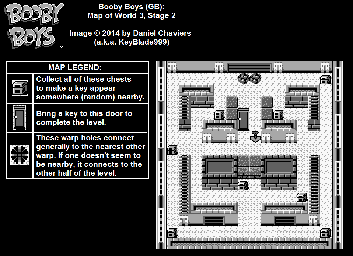 Thumbnail for a map of World 3 Stage 2 for the Game Boy game Booby Boys.