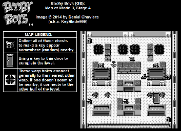 Thumbnail for a map of World 3 Stage 4 for the Game Boy game Booby Boys.