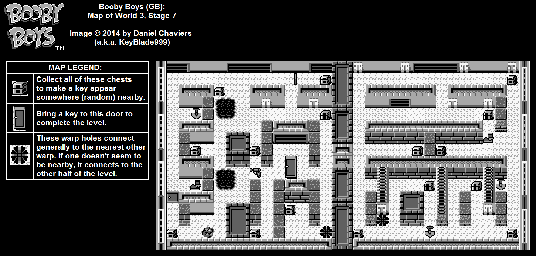 Thumbnail for a map of World 3 Stage 7 for the Game Boy game Booby Boys.