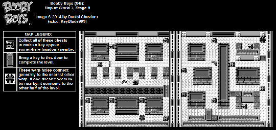 Thumbnail for a map of World 3 Stage 8 for the Game Boy game Booby Boys.