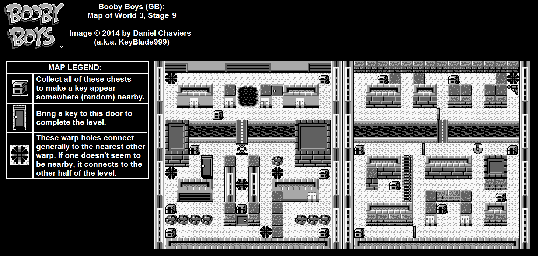 Thumbnail for a map of World 3 Stage 9 for the Game Boy game Booby Boys.