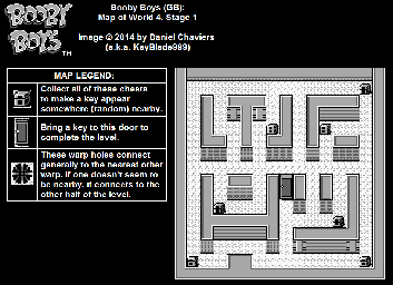 Thumbnail for a map of World 4 Stage 1 for the Game Boy game Booby Boys.