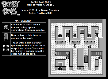 Thumbnail for a map of World 4 Stage 2 for the Game Boy game Booby Boys.