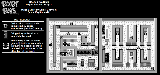Thumbnail for a map of World 4 Stage 6 for the Game Boy game Booby Boys.