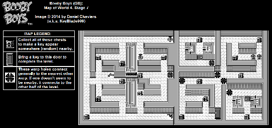 Thumbnail for a map of World 4 Stage 7 for the Game Boy game Booby Boys.