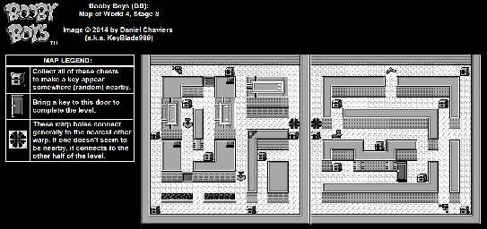 Thumbnail for a map of World 4 Stage 8 for the Game Boy game Booby Boys.