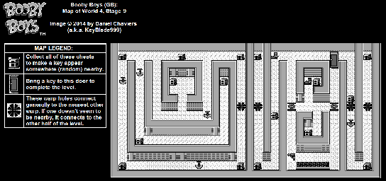 Thumbnail for a map of World 4 Stage 9 for the Game Boy game Booby Boys.