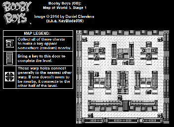 Thumbnail for a map of World 5 Stage 1 for the Game Boy game Booby Boys.