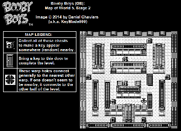 Thumbnail for a map of World 5 Stage 2 for the Game Boy game Booby Boys.