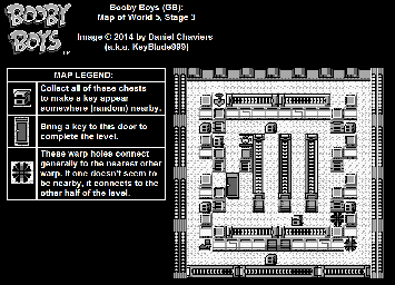 Thumbnail for a map of World 5 Stage 3 for the Game Boy game Booby Boys.