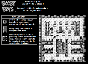 Thumbnail for a map of World 5 Stage 4 for the Game Boy game Booby Boys.