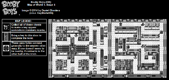 Thumbnail for a map of World 5 Stage 6 for the Game Boy game Booby Boys.