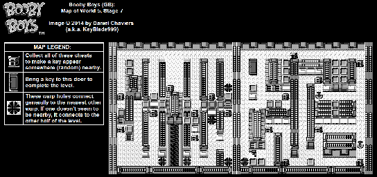 Thumbnail for a map of World 5 Stage 7 for the Game Boy game Booby Boys.