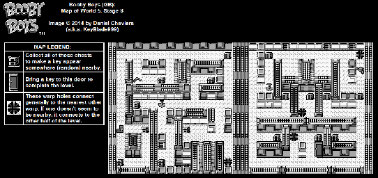 Thumbnail for a map of World 5 Stage 8 for the Game Boy game Booby Boys.