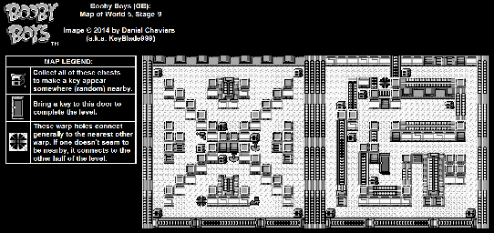 Thumbnail for a map of World 5 Stage 9 for the Game Boy game Booby Boys.