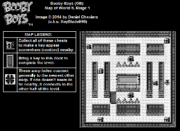 Thumbnail for a map of World 6 Stage 1 for the Game Boy game Booby Boys.
