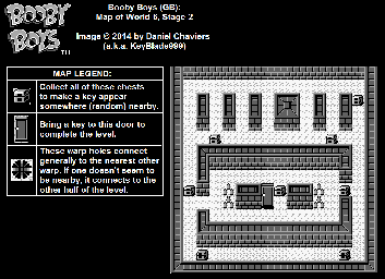 Thumbnail for a map of World 6 Stage 2 for the Game Boy game Booby Boys.