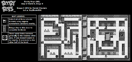 Thumbnail for a map of World 6 Stage 6 for the Game Boy game Booby Boys.