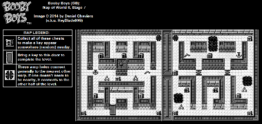 Thumbnail for a map of World 6 Stage 7 for the Game Boy game Booby Boys.
