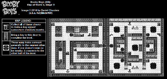 Thumbnail for a map of World 6 Stage 9 for the Game Boy game Booby Boys.