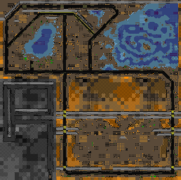 Thumbnail for a map of Map 6: El Morte Desert for the Game Boy game Carmageddon: Carpocalypse Now.