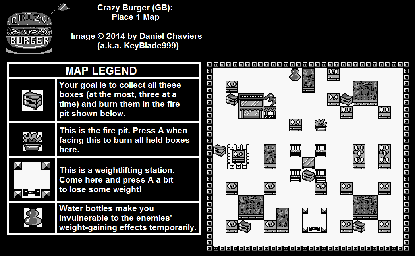 Thumbnail for a map of Place 01 for the Game Boy game Crazy Burger.