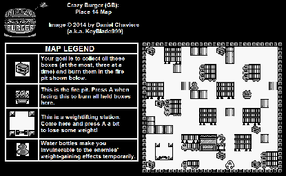 Thumbnail for a map of Place 14 for the Game Boy game Crazy Burger.