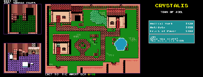 Thumbnail for a map of Town Of Joel for the Game Boy game Crystalis.