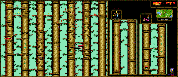 Thumbnail for a map of Blackforest Plateau Redwood Rampage for the Game Boy game Donkey Kong GB: Dinky Kong & Dixie Kong.