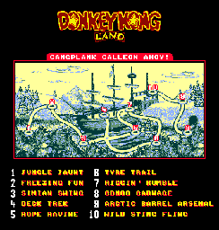 Thumbnail for a map of Gangplank Galleon Ahoy! (In-Game Map) for the Game Boy game Donkey Kong Land.