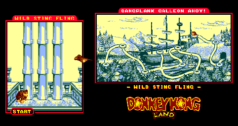 Thumbnail for a map of Gangplank Galleon Ahoy! Wild Sting Fling for the Game Boy game Donkey Kong Land.