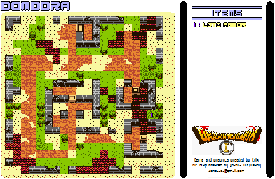 Thumbnail for a map of Dragon Warrior I Domdora for the Game Boy game Dragon Warrior I & II.