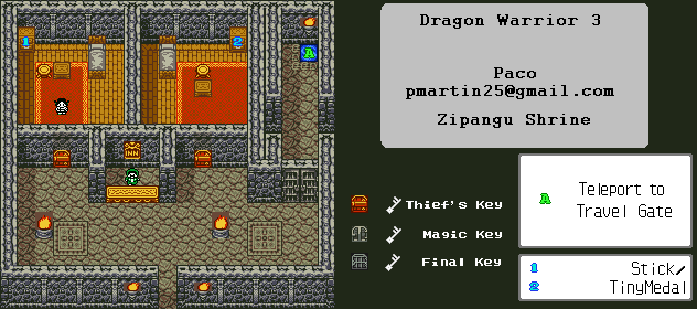 Thumbnail for a map of Zipangu Shrine for the Game Boy game Dragon Warrior III.