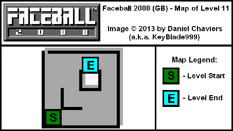 Thumbnail for a map of Level 11 (In-Game Map) for the Game Boy game Faceball 2000.