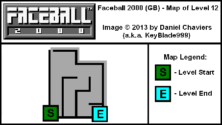 Thumbnail for a map of Level 12 (In-Game Map) for the Game Boy game Faceball 2000.