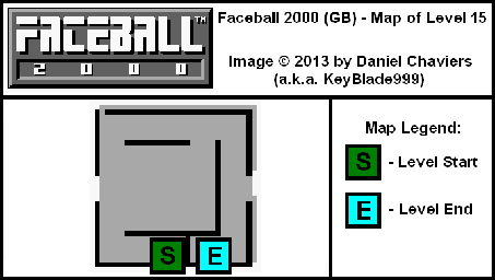 Thumbnail for a map of Level 15 (In-Game Map) for the Game Boy game Faceball 2000.