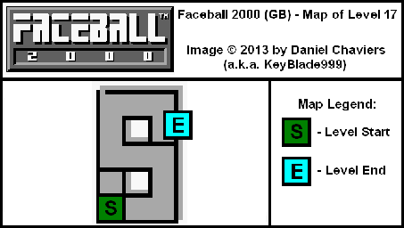 Thumbnail for a map of Level 17 (In-Game Map) for the Game Boy game Faceball 2000.