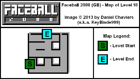 Thumbnail for a map of Level 18 (In-Game Map) for the Game Boy game Faceball 2000.