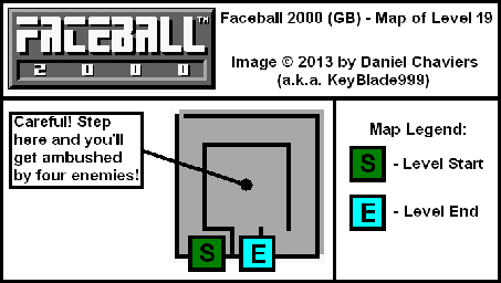 Thumbnail for a map of Level 19 (In-Game Map) for the Game Boy game Faceball 2000.
