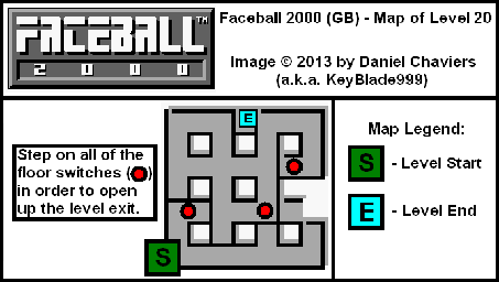 Thumbnail for a map of Level 20 (In-Game Map) for the Game Boy game Faceball 2000.