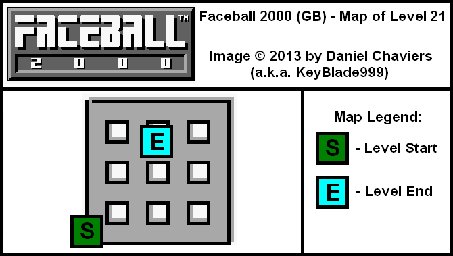 Thumbnail for a map of Level 21 (In-Game Map) for the Game Boy game Faceball 2000.